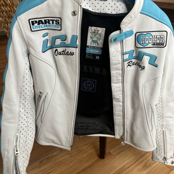 Icon White and Blue Racing Jacket - Picture 1 of 6